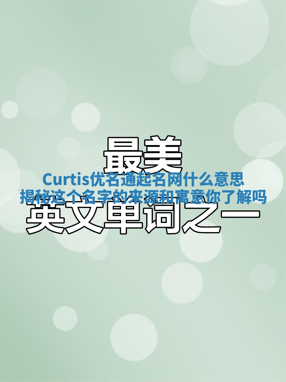 Curtis优名通起名网什么意思揭秘 这个名字的来源和寓意你了解吗