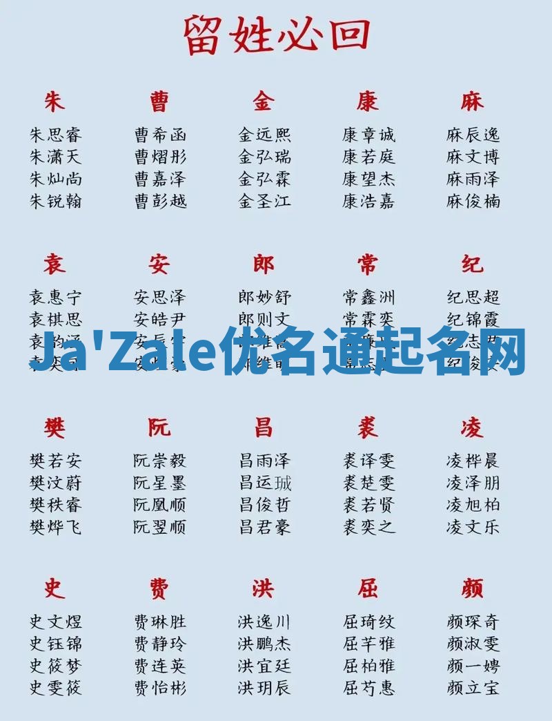 Ja'Zale优名通起名网