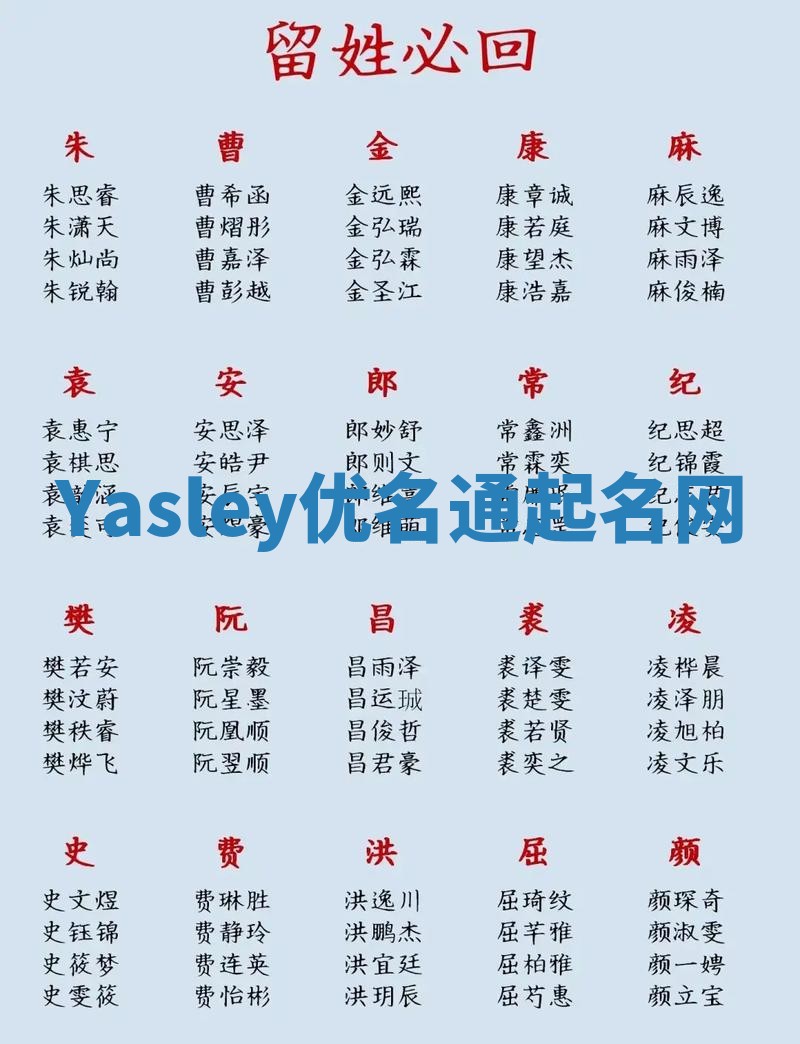 Yasley优名通起名网